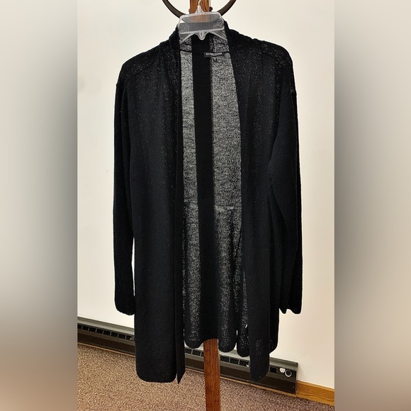 Women's XL Black Wool Crepe Eileen Fisher Open Front Cardigan - Picture 11 of 11